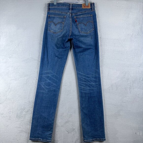 Levi Strauss & Co. 314 Shaping Straight Jeans Distressed Women's Blue Size 27 - Picture 2 of 11
